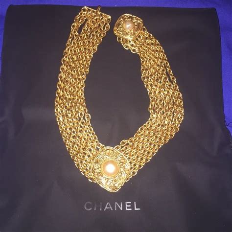 vintage gold chanel choker|Chanel choker.